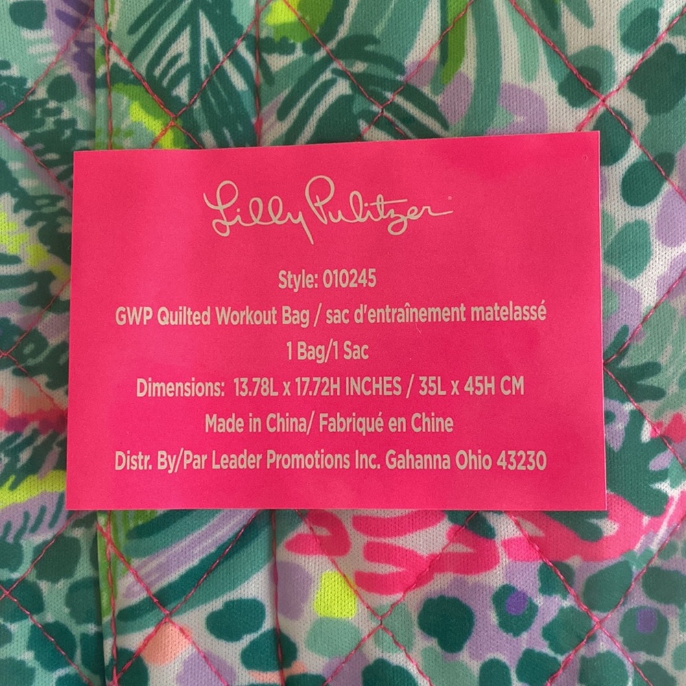 New in bag. Lilly Pulitzer quilted backpack work out bag. Banana split - Picture 2 of 4